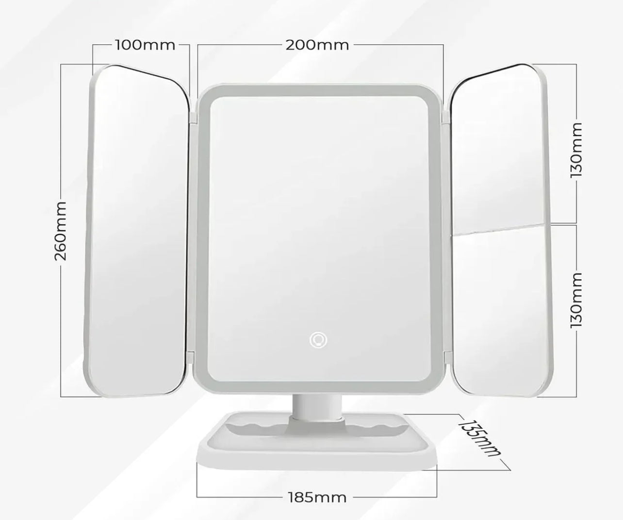Lunash® Touch LED 3 Kanatlı Makyaj Aynası
